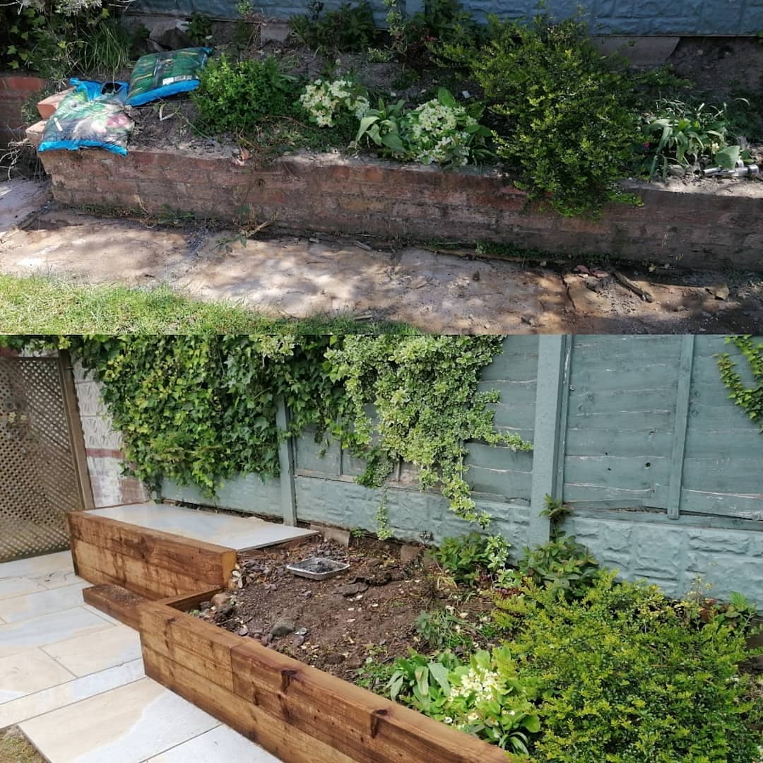 Raised sleeper retaining wall, Shrewsbury